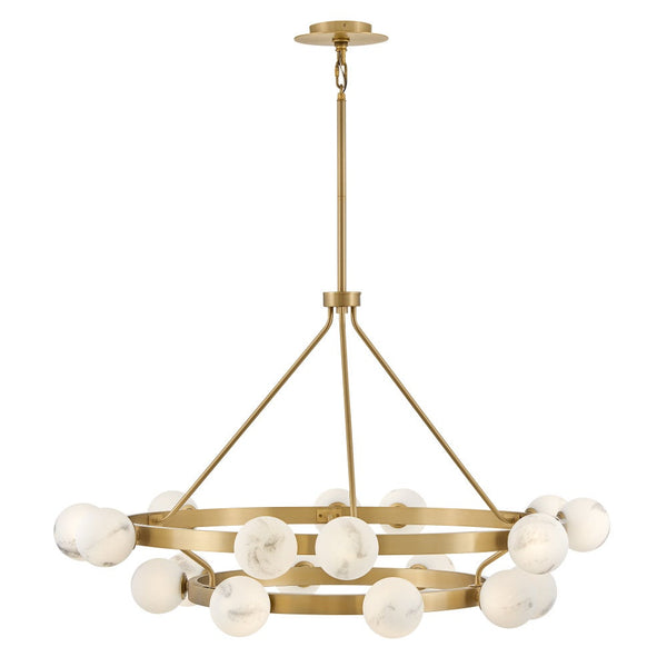Selene 48" Eighteen Lights Large Multi Tier Chandelier, Lacquered Brass