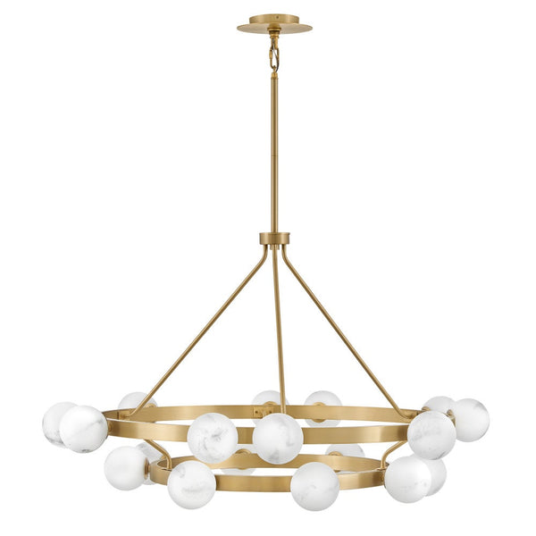 Selene 48" Eighteen Lights Large Multi Tier Chandelier, Lacquered Brass
