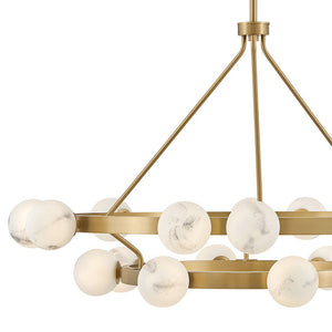 Selene 48" Eighteen Lights Large Multi Tier Chandelier, Lacquered Brass