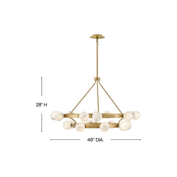 Selene 48" Eighteen Lights Large Multi Tier Chandelier, Lacquered Brass