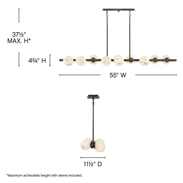 Selene 55" Ten Lights Large Linear, Black Oxide