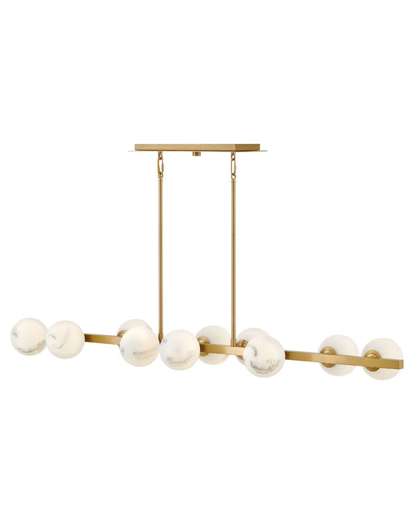 Selene 55" Ten Lights Large Linear, Lacquered Brass