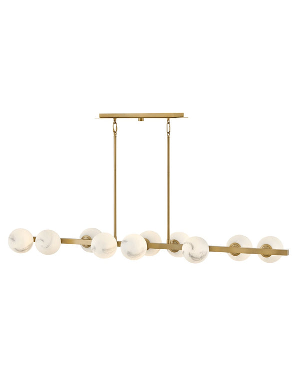 Selene 55" Ten Lights Large Linear, Lacquered Brass