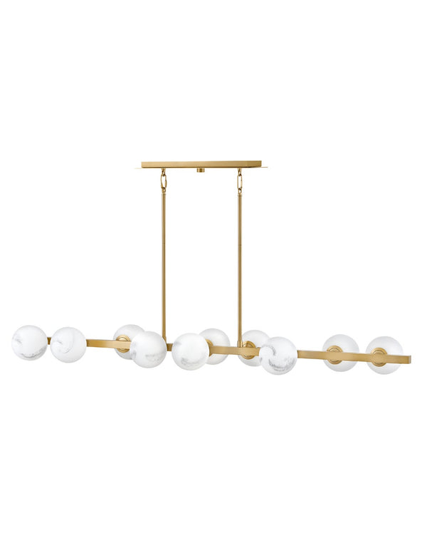Selene 55" Ten Lights Large Linear, Lacquered Brass