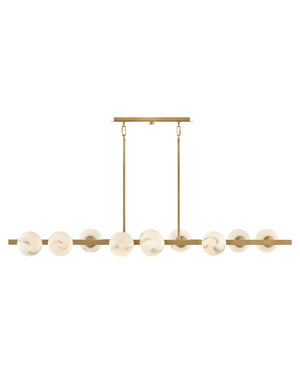 Selene 55" Ten Lights Large Linear, Lacquered Brass