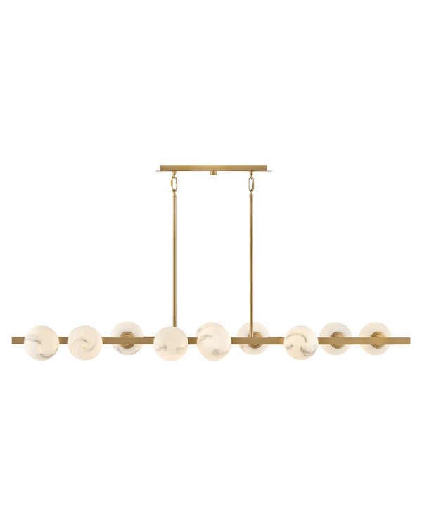 Selene 55" Ten Lights Large Linear, Lacquered Brass