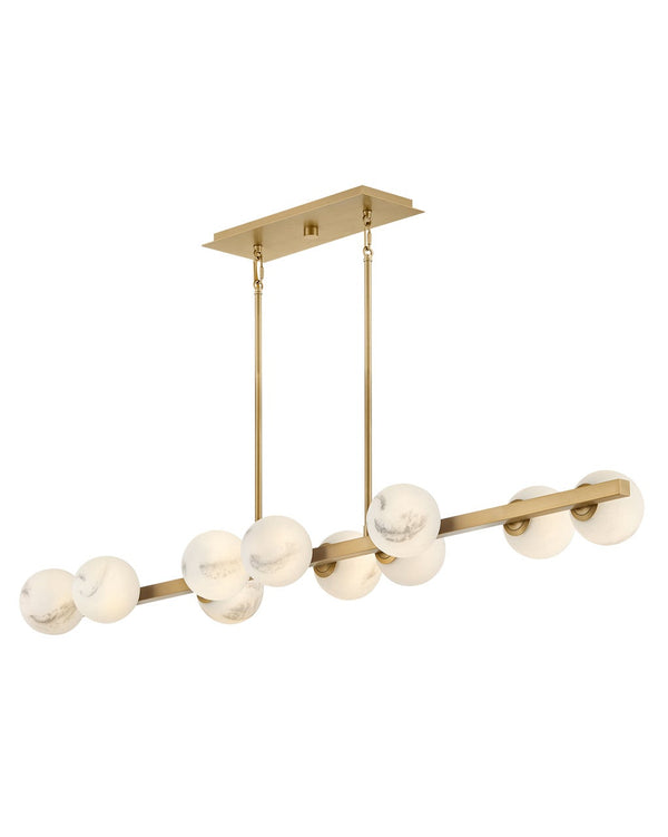 Selene 55" Ten Lights Large Linear, Lacquered Brass