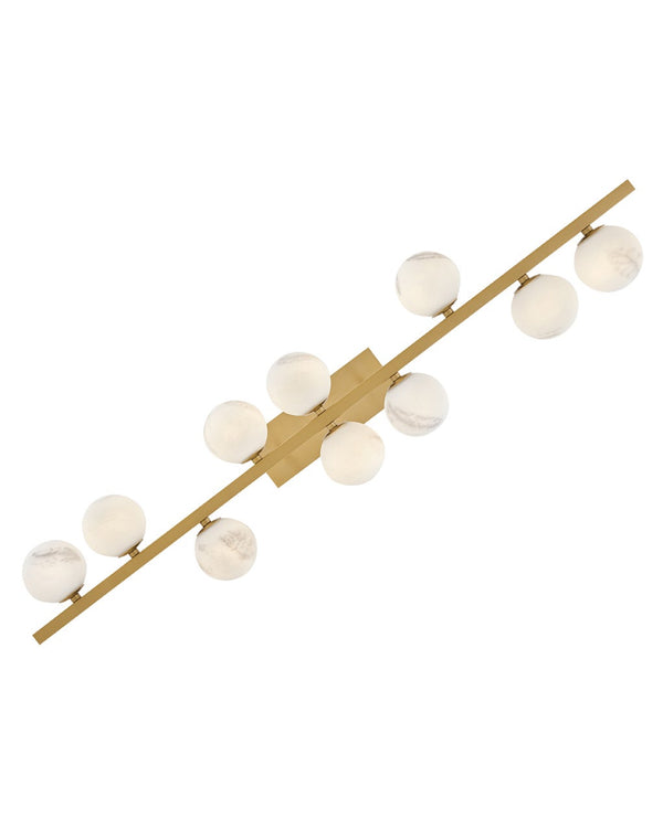 Selene 55" Ten Lights Large Linear, Lacquered Brass