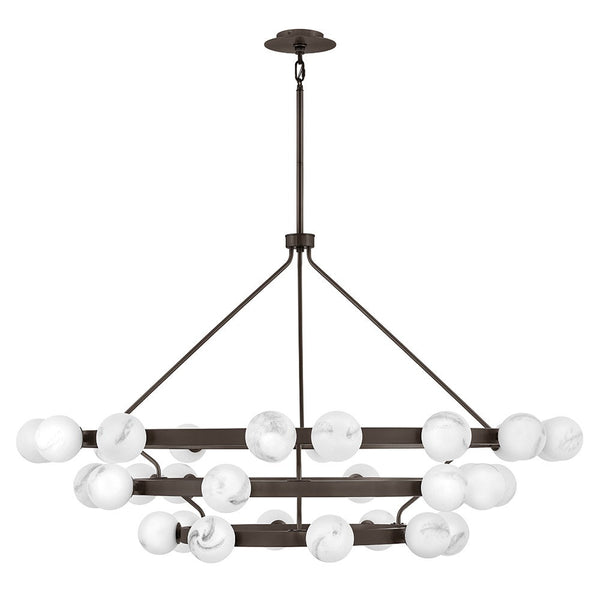 Selene 60" Thirty Six Lights Double XL Multi Tier Chandelier, Black Oxide