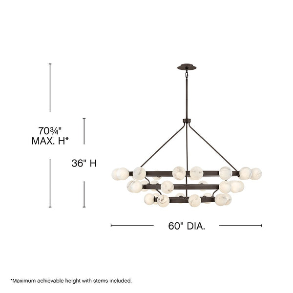 Selene 60" Thirty Six Lights Double XL Multi Tier Chandelier, Black Oxide