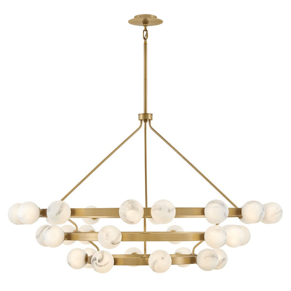 Selene 60" Thirty Six Lights Double XL Multi Tier Chandelier, Lacquered Brass