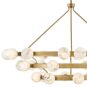 Selene 60" Thirty Six Lights Double XL Multi Tier Chandelier, Lacquered Brass