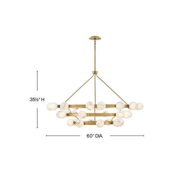 Selene 60" Thirty Six Lights Double XL Multi Tier Chandelier, Lacquered Brass