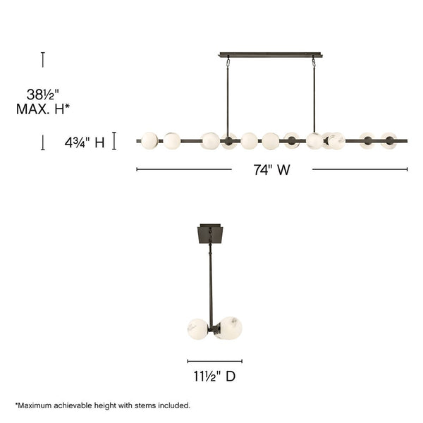 Selene 74" Fourteen Lights Large Linear, Black Oxide