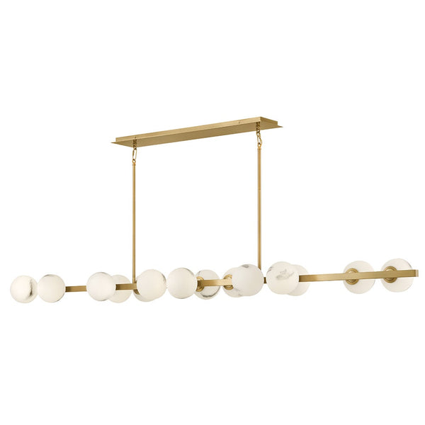 Selene 74" Fourteen Lights Large Linear, Lacquered Brass
