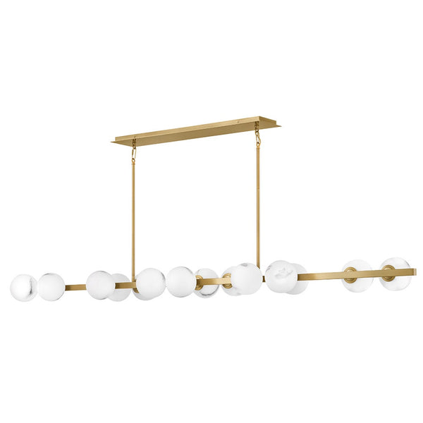 Selene 74" Fourteen Lights Large Linear, Lacquered Brass