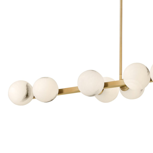 Selene 74" Fourteen Lights Large Linear, Lacquered Brass