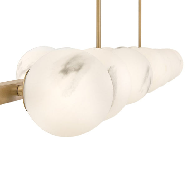 Selene 74" Fourteen Lights Large Linear, Lacquered Brass