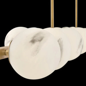 Selene 74" Fourteen Lights Large Linear, Lacquered Brass
