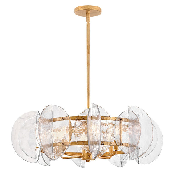 Seraphina 28" Six Lights Medium Drum Chandelier, Distressed Brass