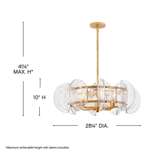 Seraphina 28" Six Lights Medium Drum Chandelier, Distressed Brass