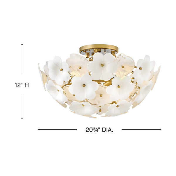 Marianne 21" Three Lights Medium Semi-Flush Mount, Deluxe Gold