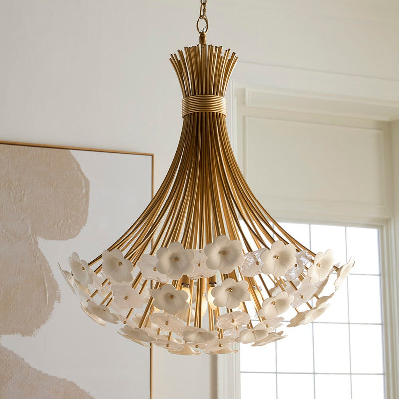 Marianne 38" Eight Lights Large Chandelier, Deluxe Gold