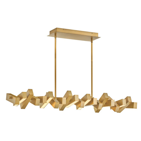 Stitch 42" Medium Adjustable LED Linear, Lacquered Brass