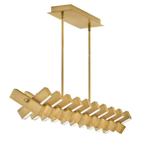 Stitch 42" Medium Adjustable LED Linear, Lacquered Brass