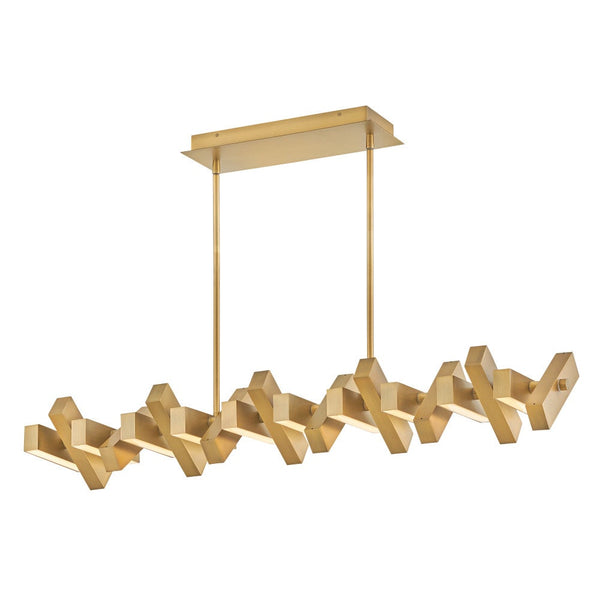 Stitch 42" Medium Adjustable LED Linear, Lacquered Brass