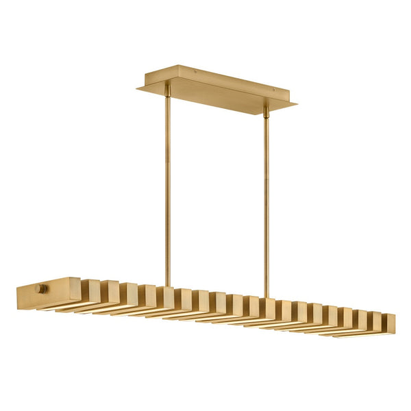 Stitch 42" Medium Adjustable LED Linear, Lacquered Brass
