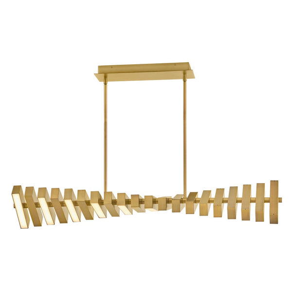 Stitch 42" Medium Adjustable LED Linear, Lacquered Brass
