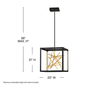 Styx 20" Large LED Open Frame Pendant, Black