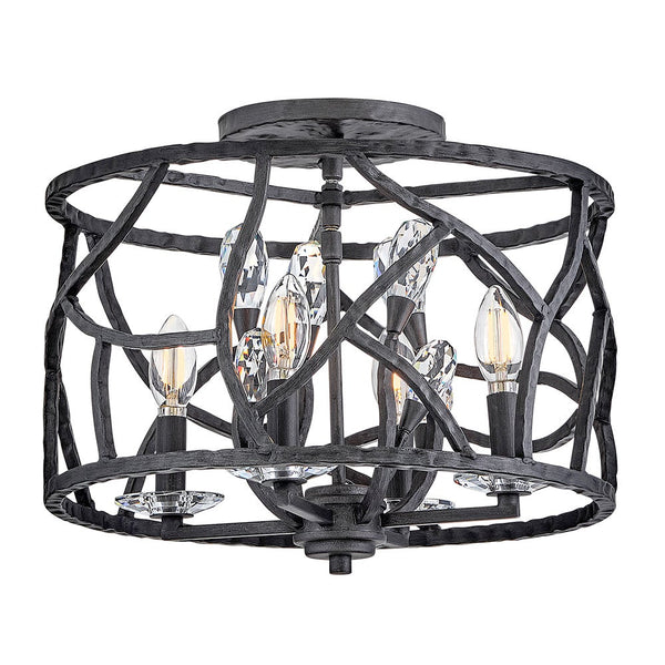 Eve 16" Four Lights Medium Convertible Flush Mount, Brushed Graphite