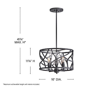 Eve 16" Four Lights Medium Convertible Flush Mount, Brushed Graphite