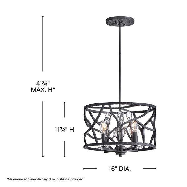 Eve 16" Four Lights Medium Convertible Flush Mount, Brushed Graphite
