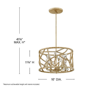Eve 16" Four Lights Medium Convertible Flush Mount, Champagne Gold