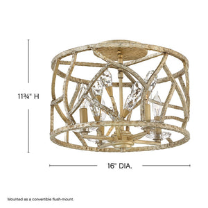Eve 16" Four Lights Medium Convertible Flush Mount, Champagne Gold