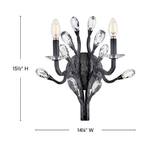 Eve 14" Two Lights Medium Sconce, Brushed Graphite