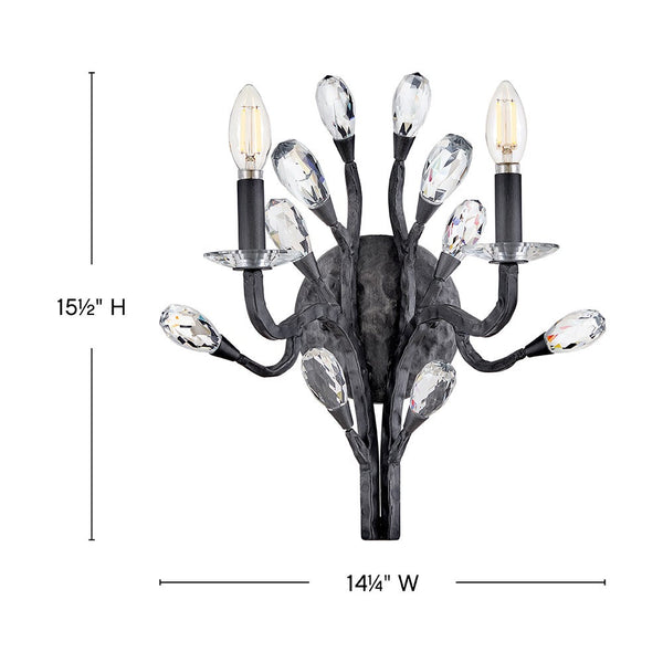 Eve 14" Two Lights Medium Sconce, Brushed Graphite