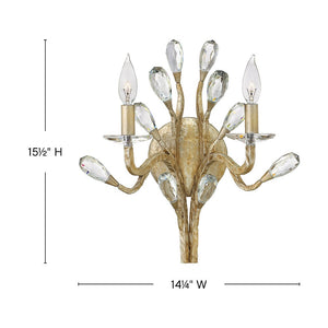 Eve 14" Two Lights Medium Sconce, Champagne Gold