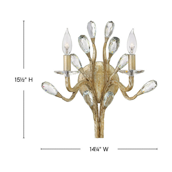 Eve 14" Two Lights Medium Sconce, Champagne Gold