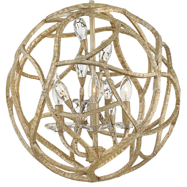 Eve 18" Three Lights Large Orb Pendant, Champagne Gold