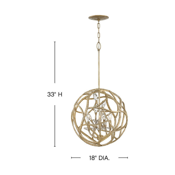 Eve 18" Three Lights Large Orb Pendant, Champagne Gold