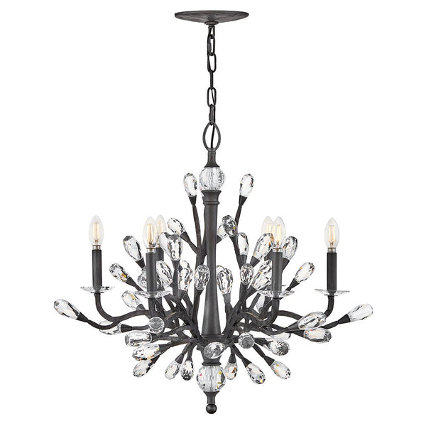 Eve 26" Six Lights Medium Single Tier Chandelier, Brushed Graphite