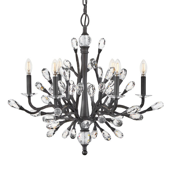 Eve 26" Six Lights Medium Single Tier Chandelier, Brushed Graphite