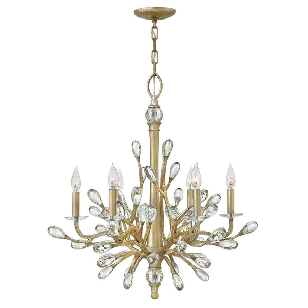 Eve 26" Six Lights Medium Single Tier Chandelier, Champagne Gold
