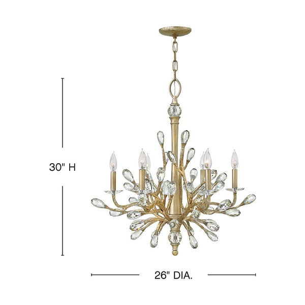 Eve 26" Six Lights Medium Single Tier Chandelier, Champagne Gold
