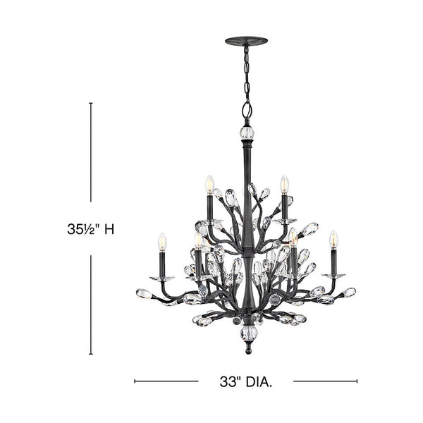 Eve 33" Nine Lights Medium Two Tier Chandelier, Brushed Graphite