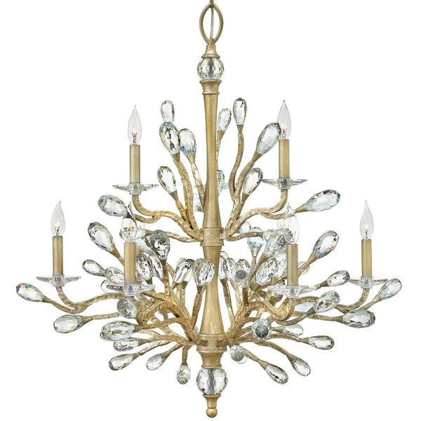 Eve 33" Nine Lights Medium Two Tier Chandelier, Champagne Gold
